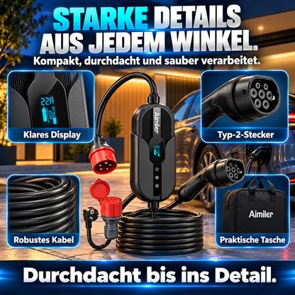 Mobile Wallbox für Elektroautos – Typ-2-Ladegerät mit App
