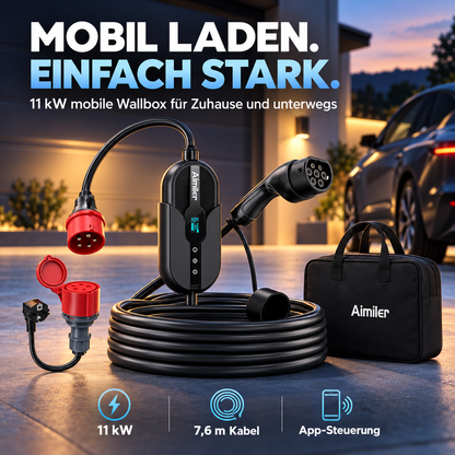 Mobile Wallbox für Elektroautos – Typ-2-Ladegerät mit App