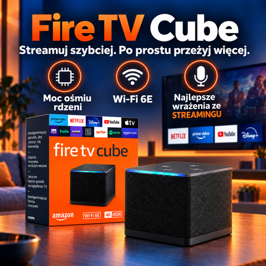 Urządzenie do streamingu 4K z obsługą Alexa – Fire TV Cube z Wi-Fi 6E i ośmiordzeniowym procesorem