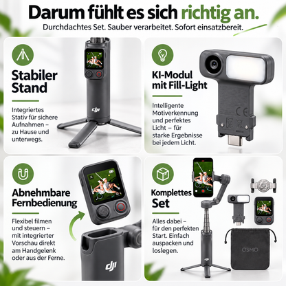 Smartphone Gimbal mit AI Tracking – Handy Stabilisator mit Fernbedienung