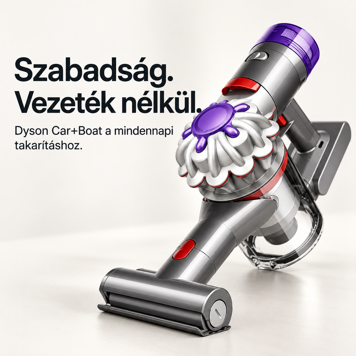 Vezeték nélküli kézi porszívó – Motoros tisztítófej, résszívó és egyszerű tartályürítés autóhoz, kárpithoz és otthonra