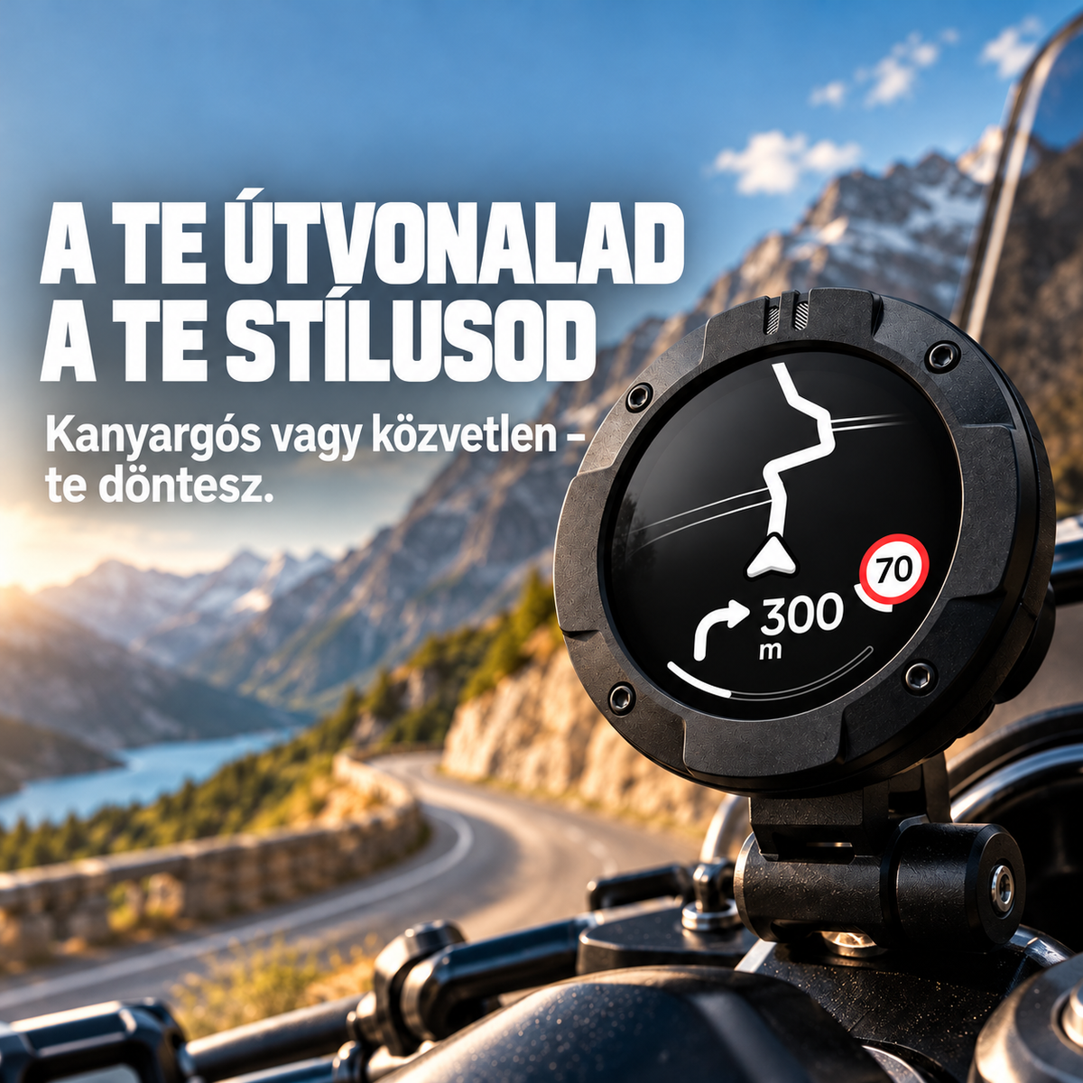 Motoros navigációs készülék – Útvonaltervezés, kanyarodási útmutatás, sebességmérő és iránytű a kényelmes túrákhoz