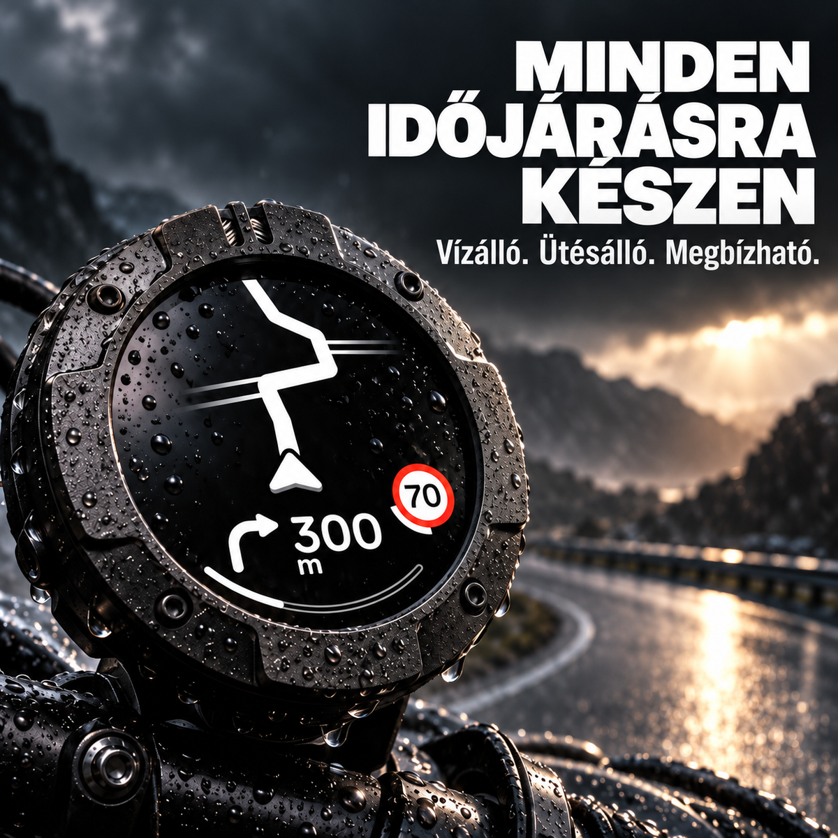 Motoros navigációs készülék – Útvonaltervezés, kanyarodási útmutatás, sebességmérő és iránytű a kényelmes túrákhoz
