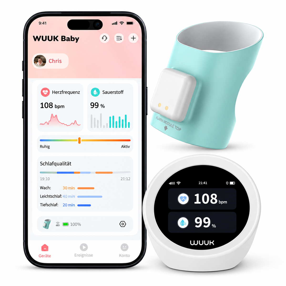WUUK Baby Schlafmonitor mit Smart Sock und App