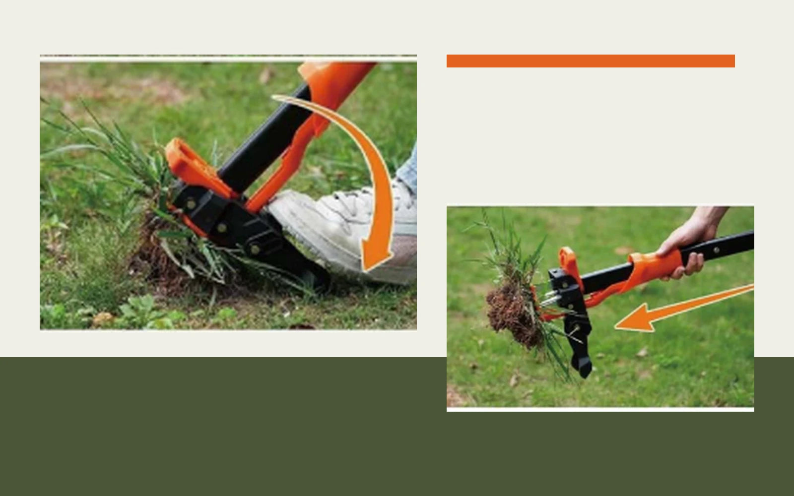 Real-use view of the weed puller mechanism